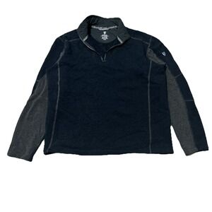 Kuhl Men's Revel Quarter Zip Fleece Sweater Pullover L/S Black Steel Size XL